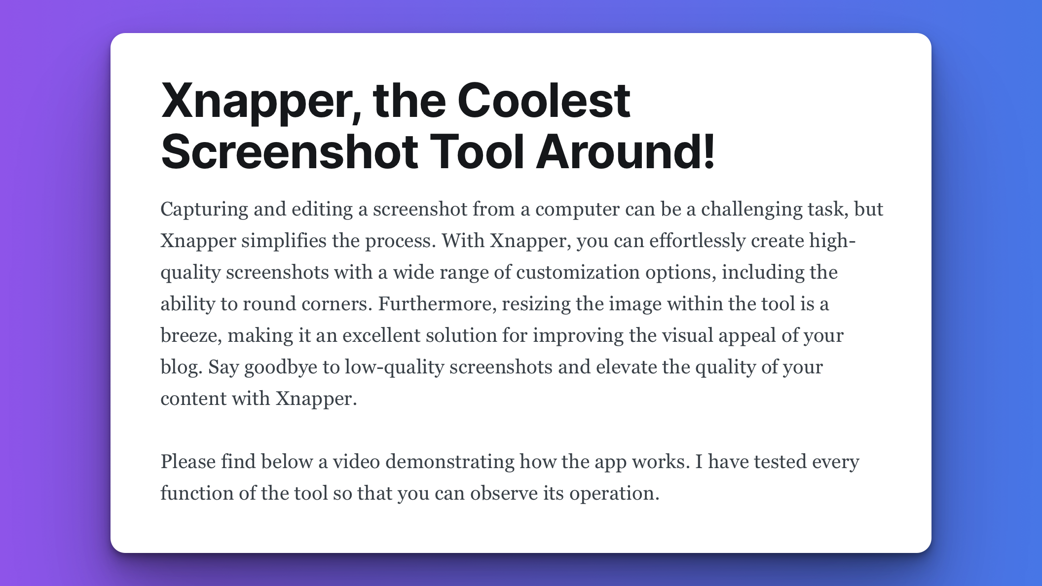 Xnapper, the Coolest Screenshot Tool Around!